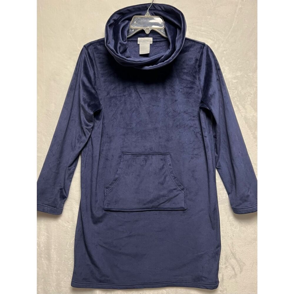 SOFTIES L/S Navy Snuggles Lounger Pullover with Loose Tulip Lined Collar- Sz S/M